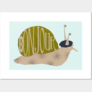 French Snail says Bonjour Posters and Art